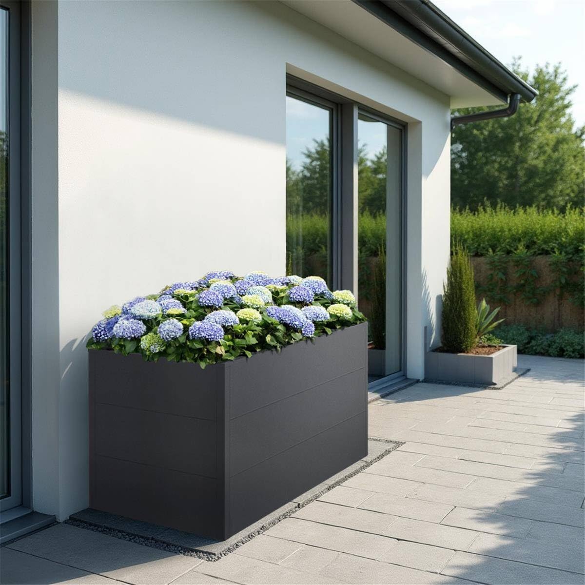 Metall-Hochbeet 150×75×77 cm – Verzinkter Stahl Eisenglimmer, rostbeständig