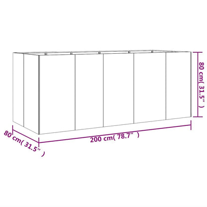 Cortenstahl-Hochbeet 200×80×80 cm – Rostoptik für Garten