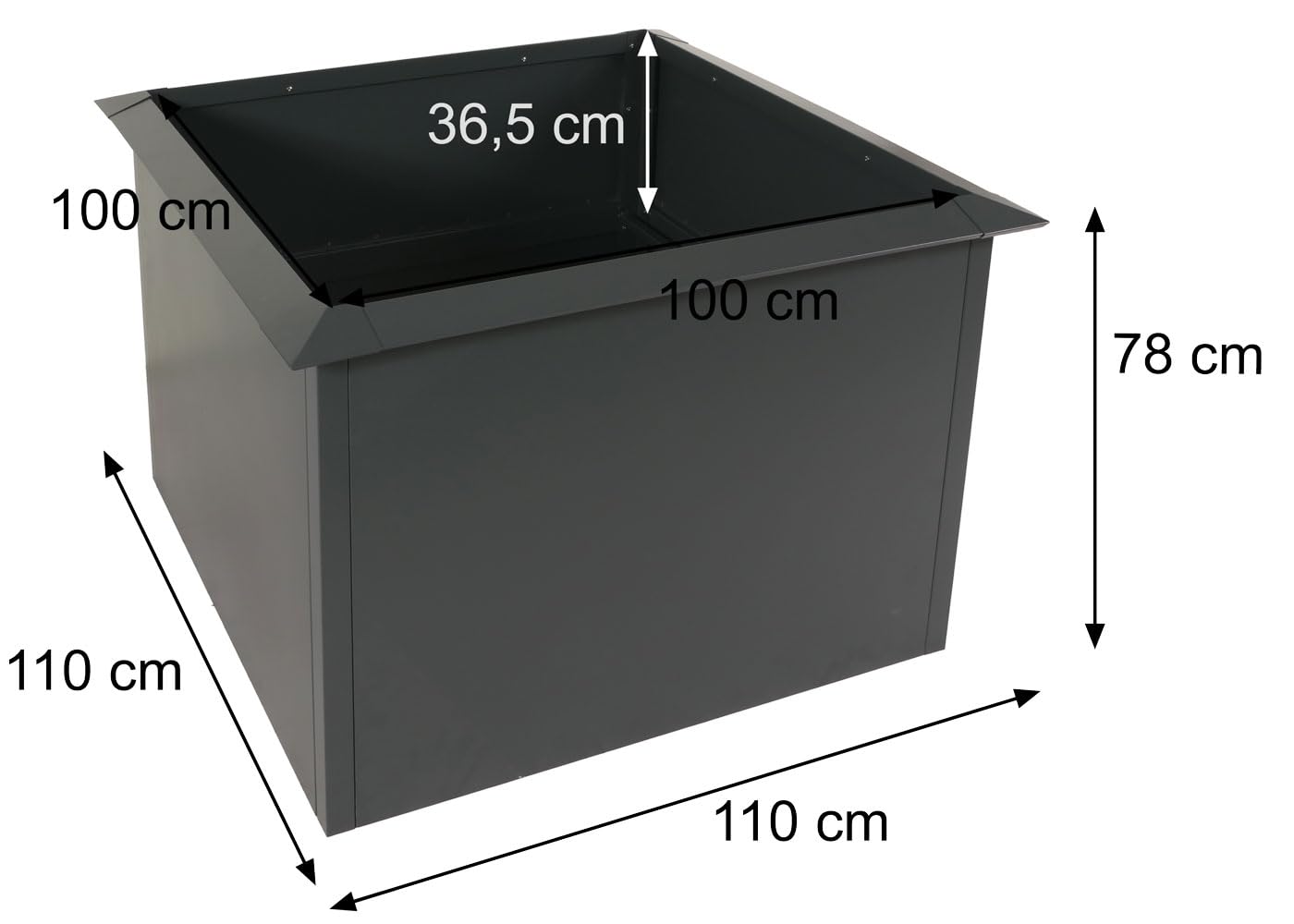 Metall-Hochbeet 110×110×78 cm – Pulverbeschichtetes Eisen, Schneckenkante