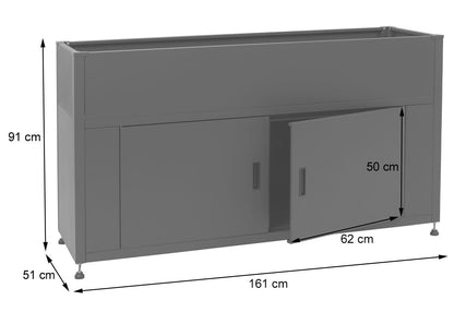 Metall-Hochbeet mit Stauraum 91×161×51 cm – Anthrazit