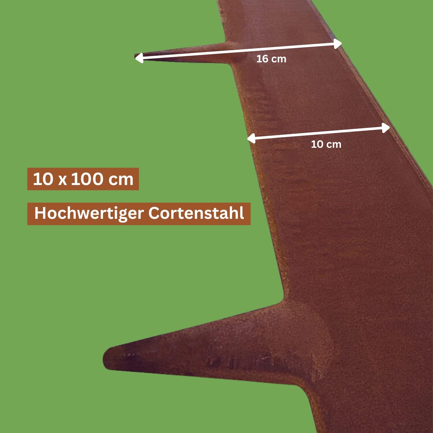 Cortenstahl-Rasenkante 10 m – Beetbegrenzung, 10 cm, Rostbraun