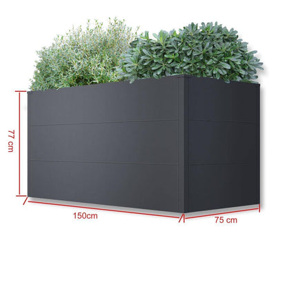 Metall-Hochbeet 150×75×77 cm – Verzinkter Stahl Eisenglimmer, rostbeständig