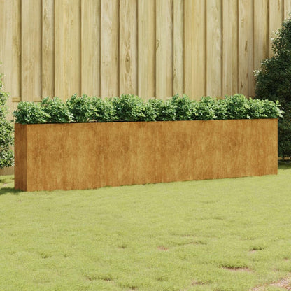 Cortenstahl-Hochbeet 360×40×80 cm – Rostoptik, Großfläche