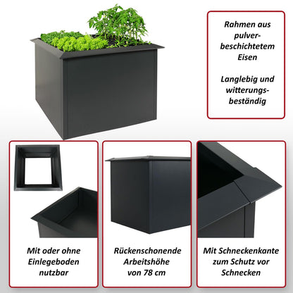 Metall-Hochbeet 110×110×78 cm – Pulverbeschichtetes Eisen, Schneckenkante
