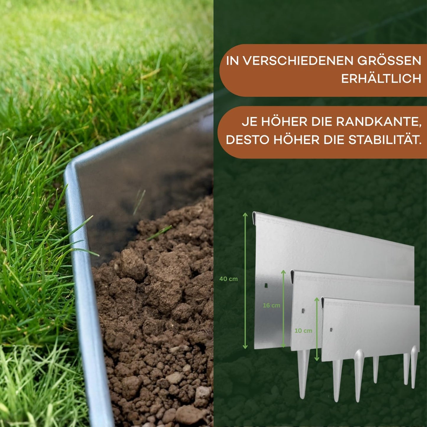 Cortenstahl-Rasenkante 10 m – Beetbegrenzung, 10 cm, Rostbraun