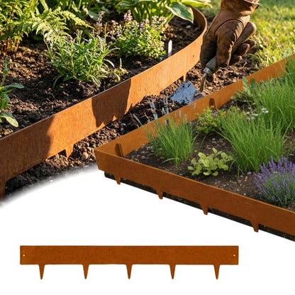Cortenstahl-Rasenkante 10 m – Beetbegrenzung, 10 cm, Rostbraun