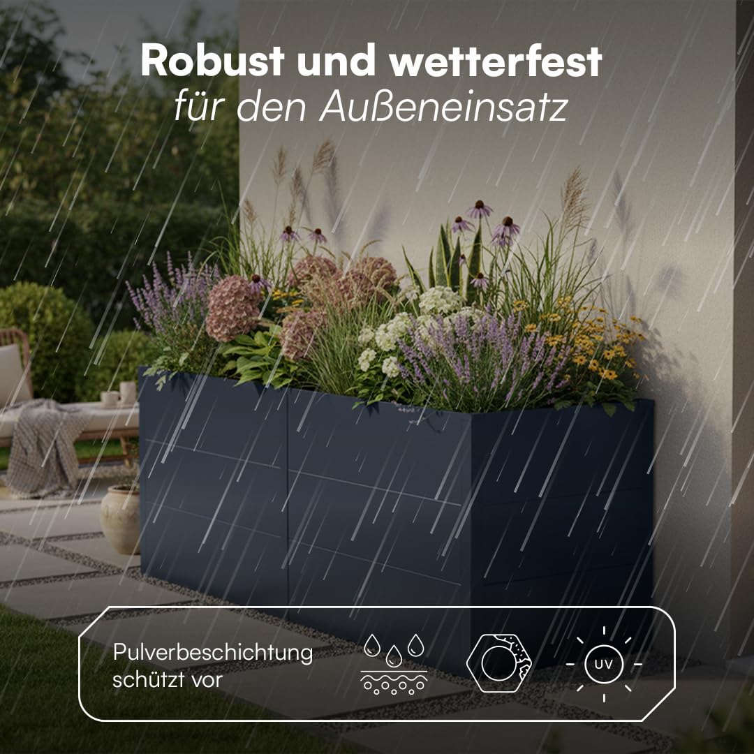 Metall-Hochbeet 2er-Set 200×75×80 cm – Verzinkter Stahl, Anthrazit, 80 cm