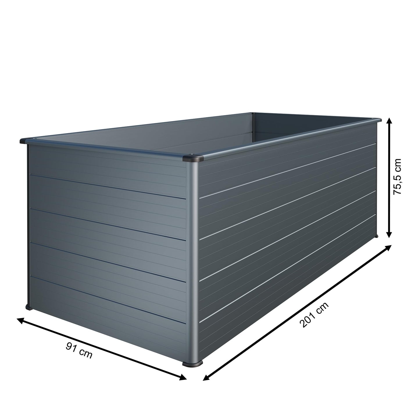 Aluminium-Hochbeet 201×91×75,5 cm – Anthrazit, Schneckensperre