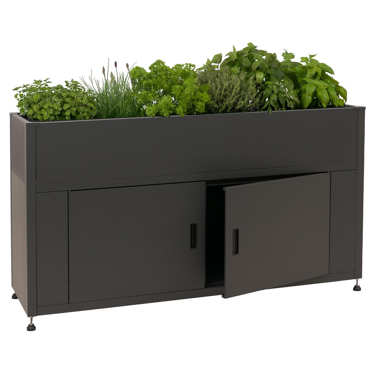 Metall-Hochbeet mit Stauraum 91×161×51 cm – Anthrazit