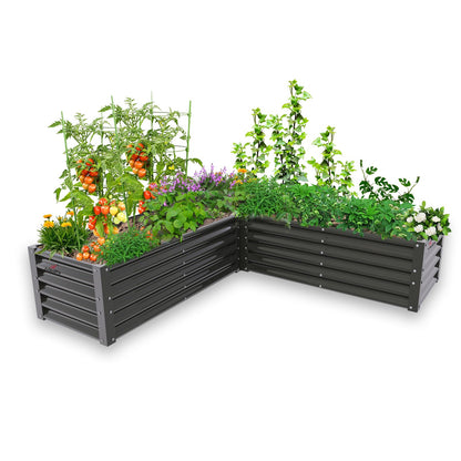 L-Hochbeet Verzinkter Stahl 188×188×45,7 cm – Quarzgrau, rostfrei