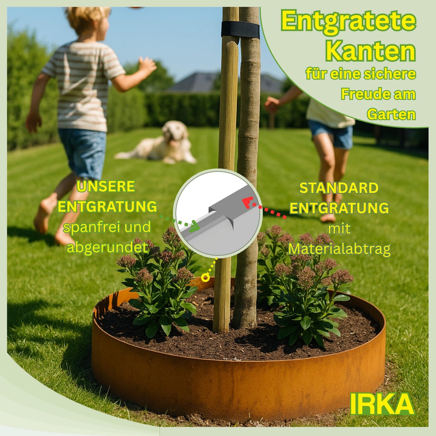 Cortenstahl-Rasenkante 20 m × 15 cm – Flexible Beeteinfassung