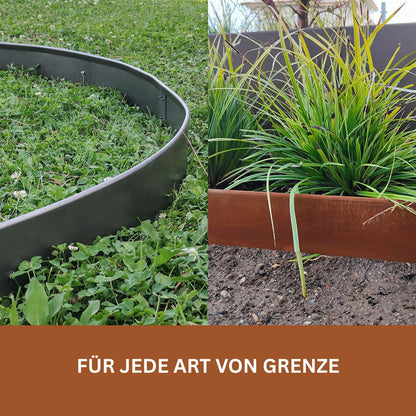 Cortenstahl-Rasenkante 10 m – Beetbegrenzung, 10 cm, Rostbraun
