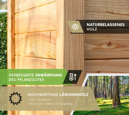 Lärchenholz-Hochbeet 170×90×84 cm – FSC-zertifiziert inkl. Aussaatkalender