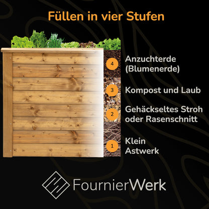 Holz-Hochbeet XXL 173×88×76 cm – FSC-Lärchenholz, ergonomisch
