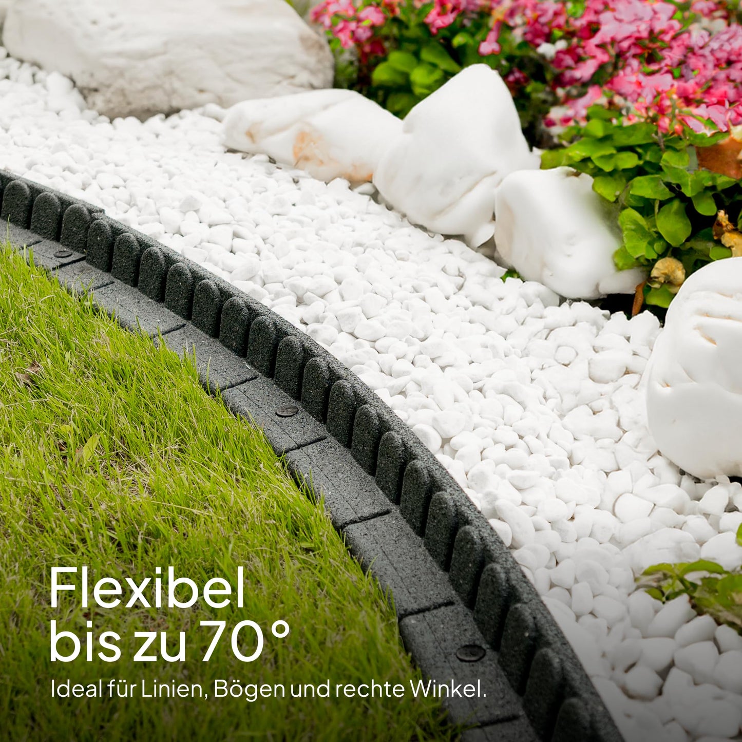 Gummi-Rasenkante 4,6 m – Flexibel, Recycelt, Anthrazit