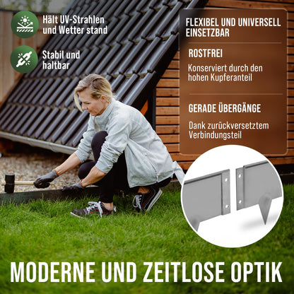 Cortenstahl-Rasenkante 10 m – Schneckenabweisend, 1,5 mm