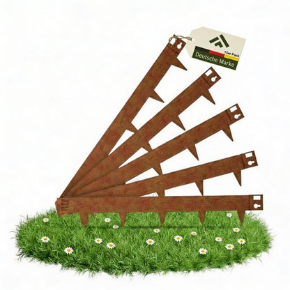 Cortenstahl-Rasenkante 15 m – Spikes, 15 cm, 1,6 mm, 15er-Set