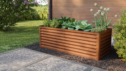 Cortenstahl-Hochbeet 180×75×60 cm – Rostoptik & Kantenschutz